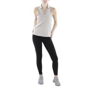 Jockey‎ Womens Beige Split Neck Fitness Shirt Athletic Tops S